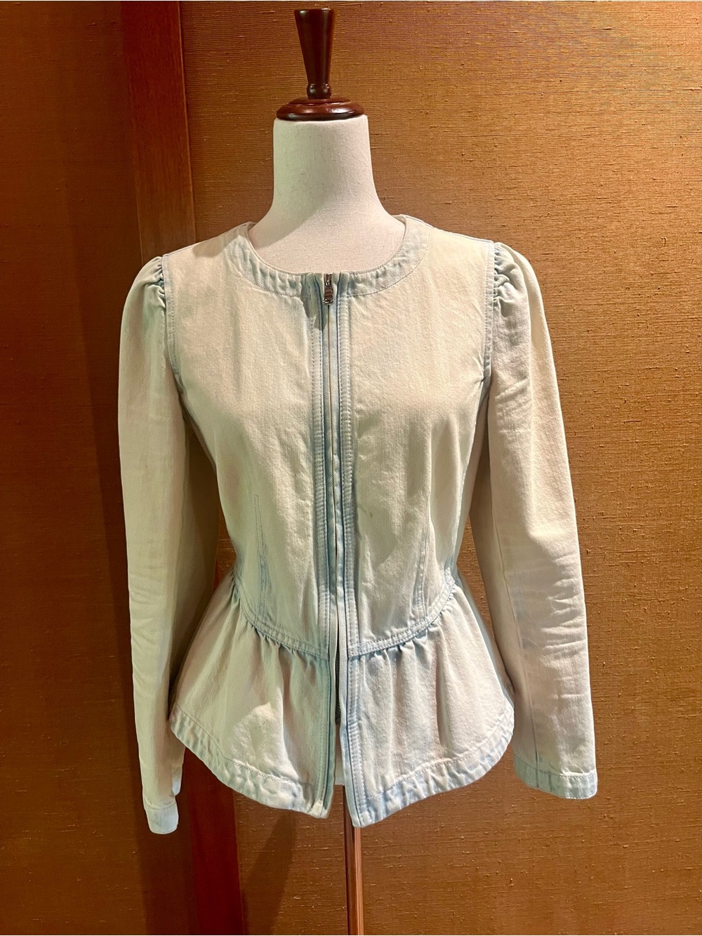 Rebecca Taylor Denim Zip Blazer with Peplum